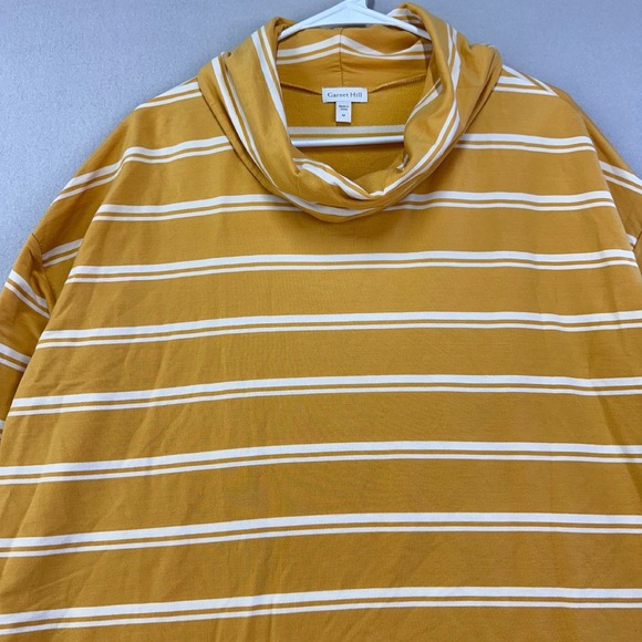 Garnet Hill Blouse Womens M Yellow Cowl Neck Long Sleeve‎ Tencel Lyocell Striped - Picture 4 of 10